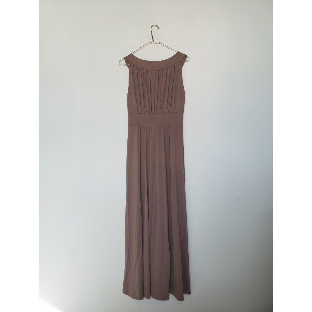 Haani Women S Y2K Vtg Semi Formal Maxi Dress Brown Bead Sparkle Prom Sleeveless - Picture 2 of 5